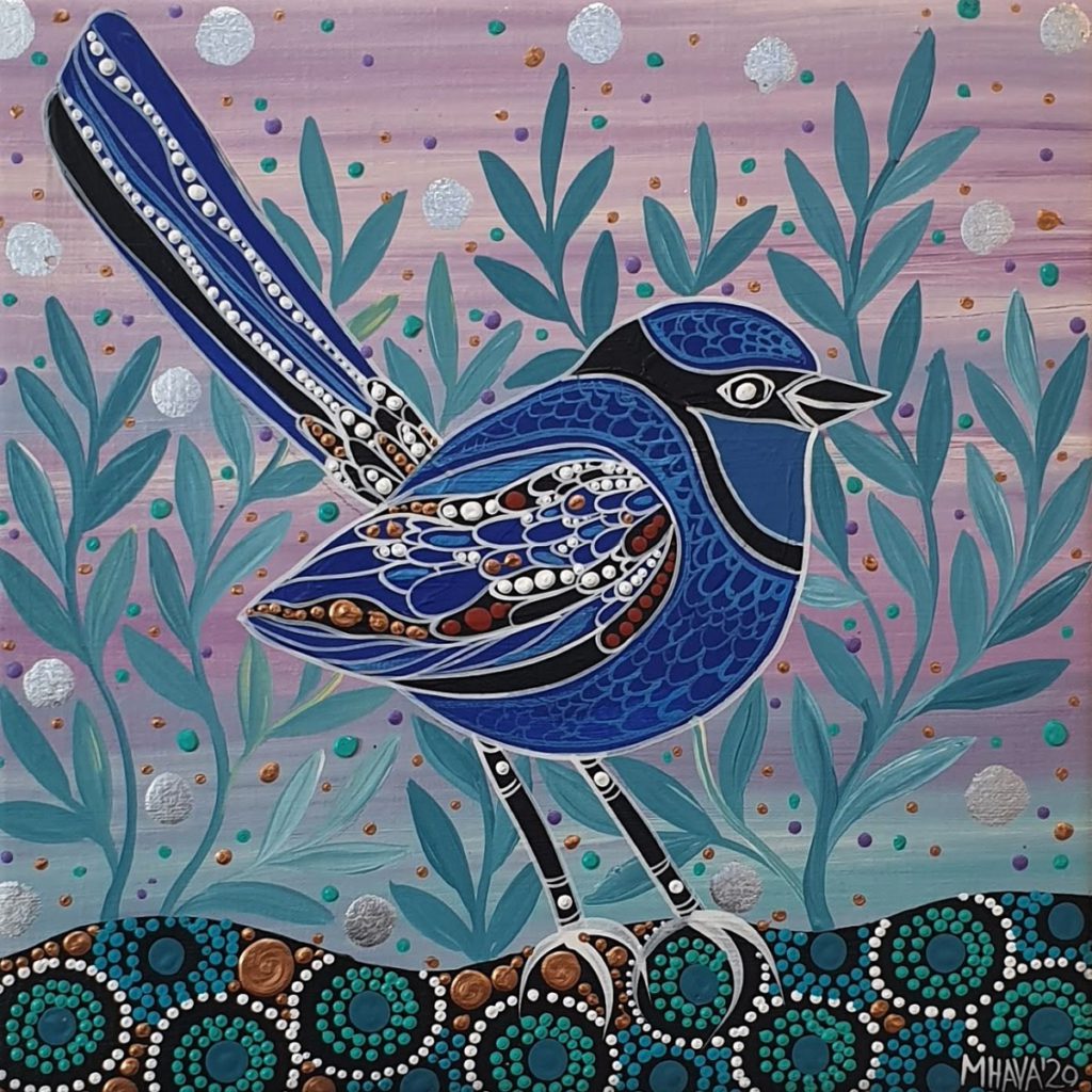 Fairy Wren by Aboriginal Artist Melanie Hava represented by Maliyaa