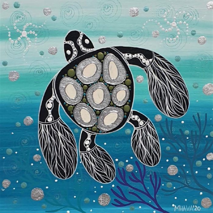 Turtle In The Corals By Aboriginal Artist Melanie Hava